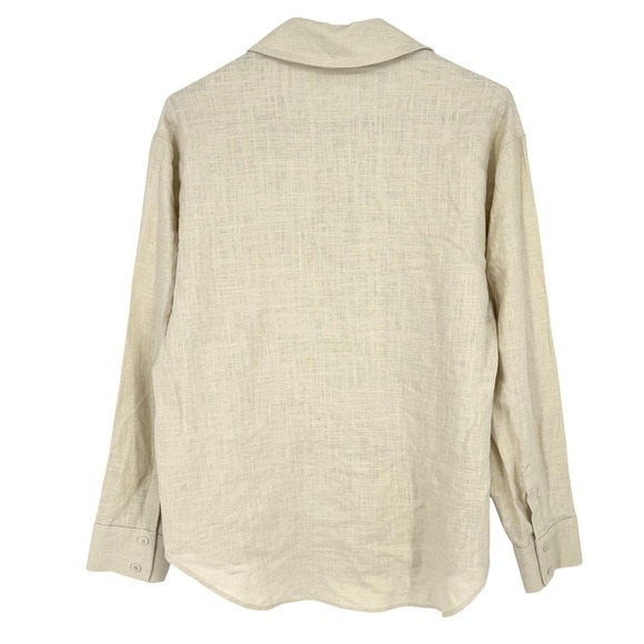 Oak + Fort Womens Beige Linen Blend Button Down Shirt Long Sleeve Relaxed Fit S - Picture 2 of 9